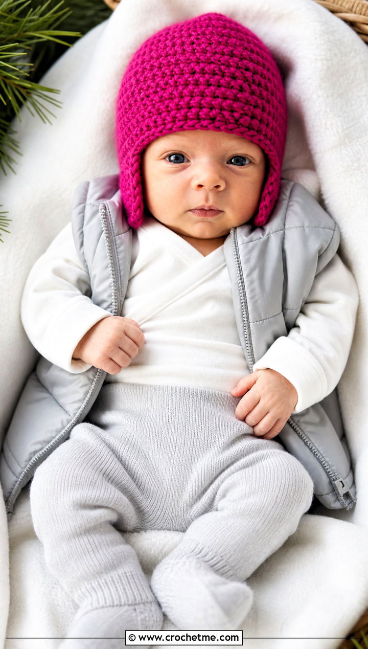 Earflap Preemie Crochet Hat With Puffer Vest Outfit - 25 premie crochet hat outfit ideas