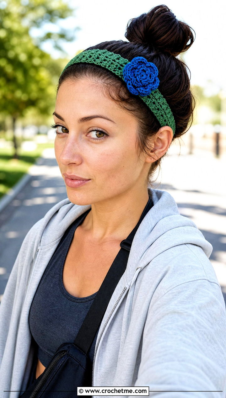 Elastic Sunflower Headband With Leggings - 25 Crochet Sunflower Headband outfit ideas