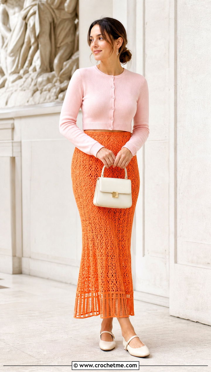 Elle Crochet Skirt With Cropped Cardigan - 30 crochet elle skirt outfit ideas