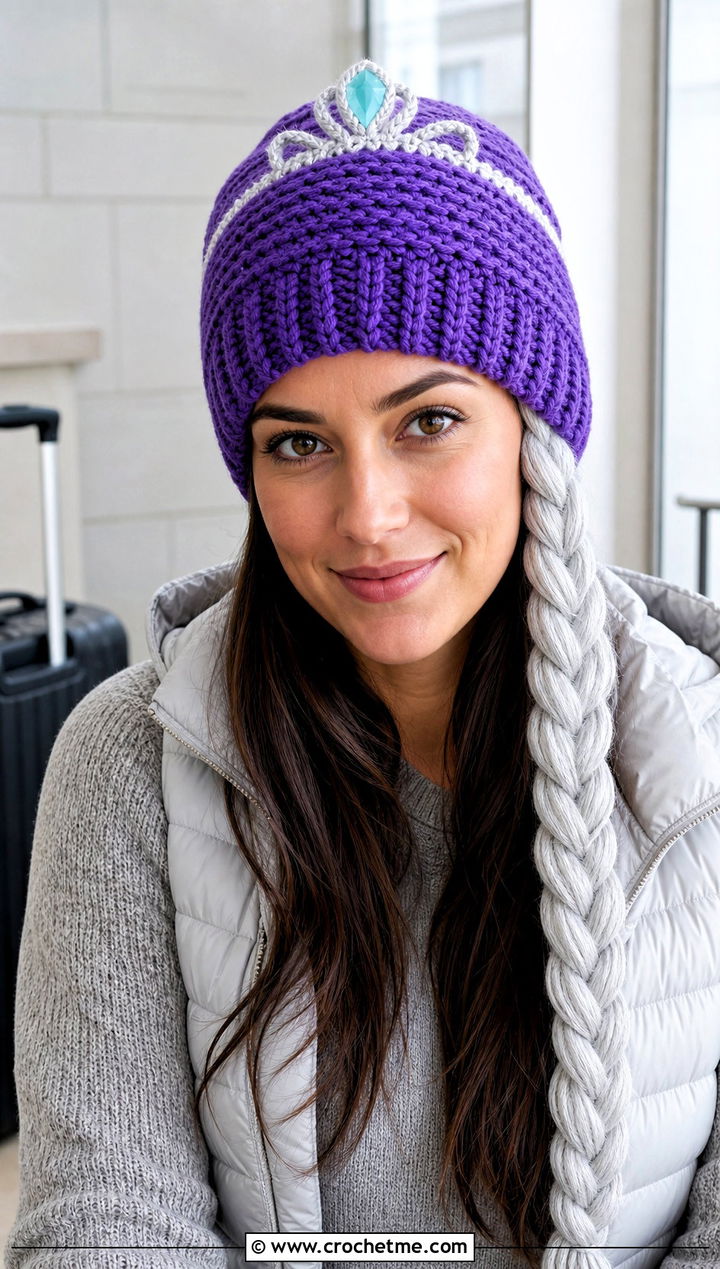 Elsa Tiara Beanie With Knit Set - 15 Crocheted Elsa Hat outfit ideas