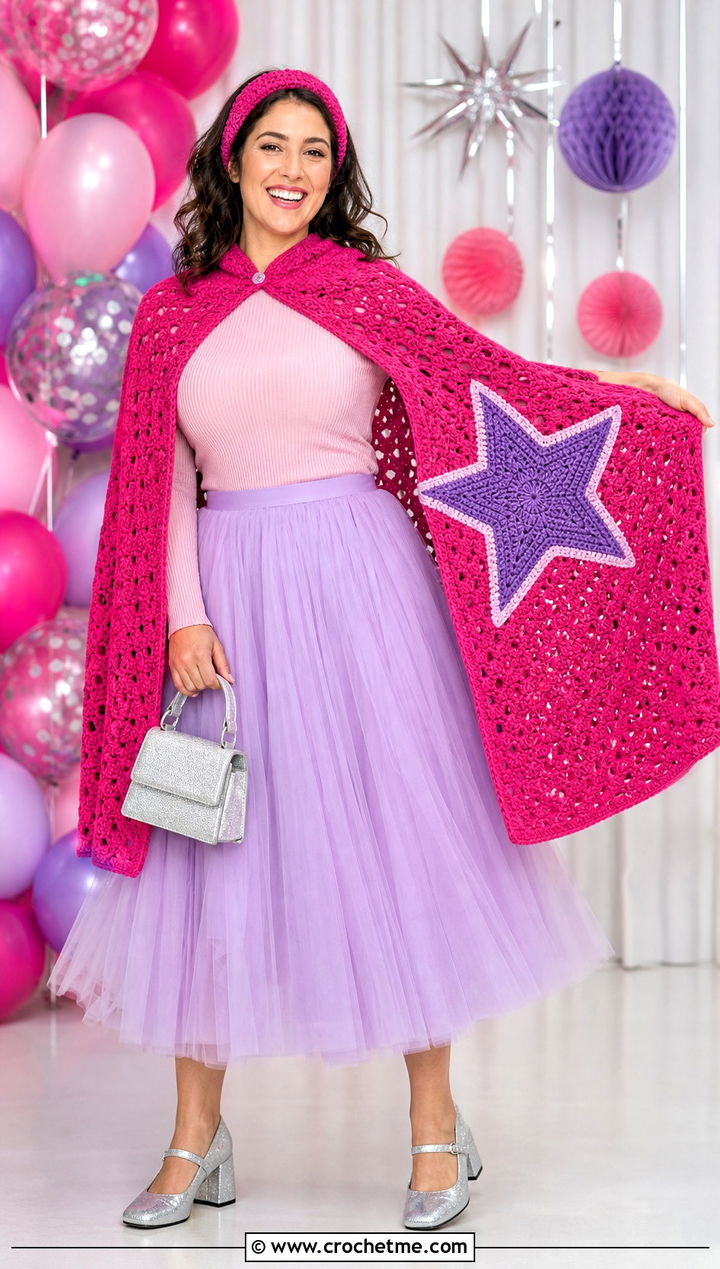 Emblem Crochet Super Hero Cape With Tulle Skirt - 25 Crochet Super Hero Cape outfit ideas