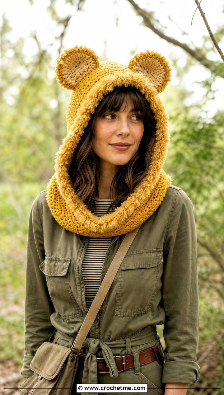 Ewok Ear Hood With Utility Jumpsuit - 15 Star Wars Crochet Hat outfit ideas