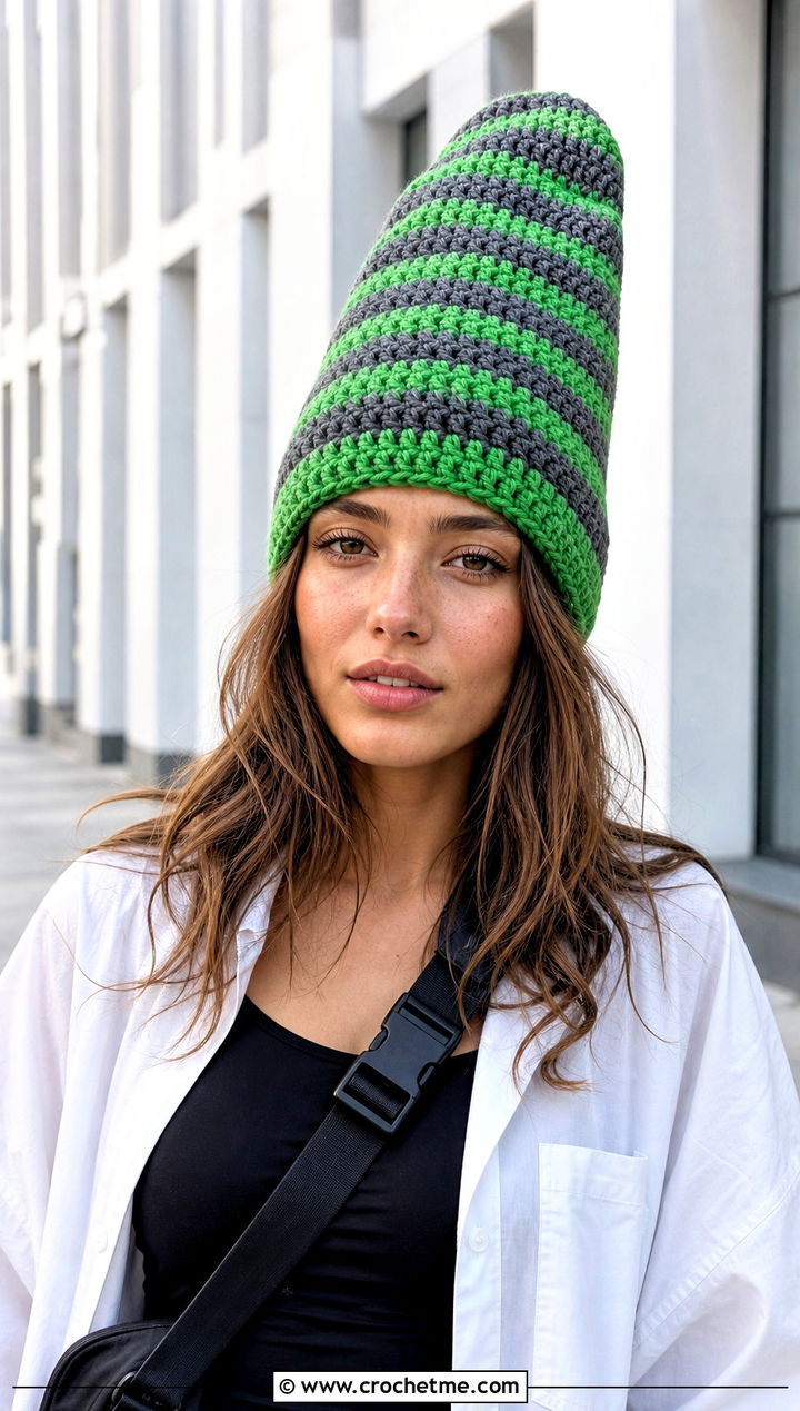 Extra Long Clancy Crochet Beanie With Oversized Shirt And Bike Shorts - 30 clancy beanie crochet outfit ideas