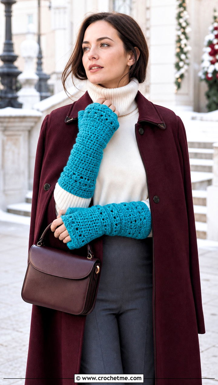 Extra Long Cuff Convertible Crochet Fingerless Mittens With Cape - 20 Convertible Crochet Fingerless Mittens outfit ideas