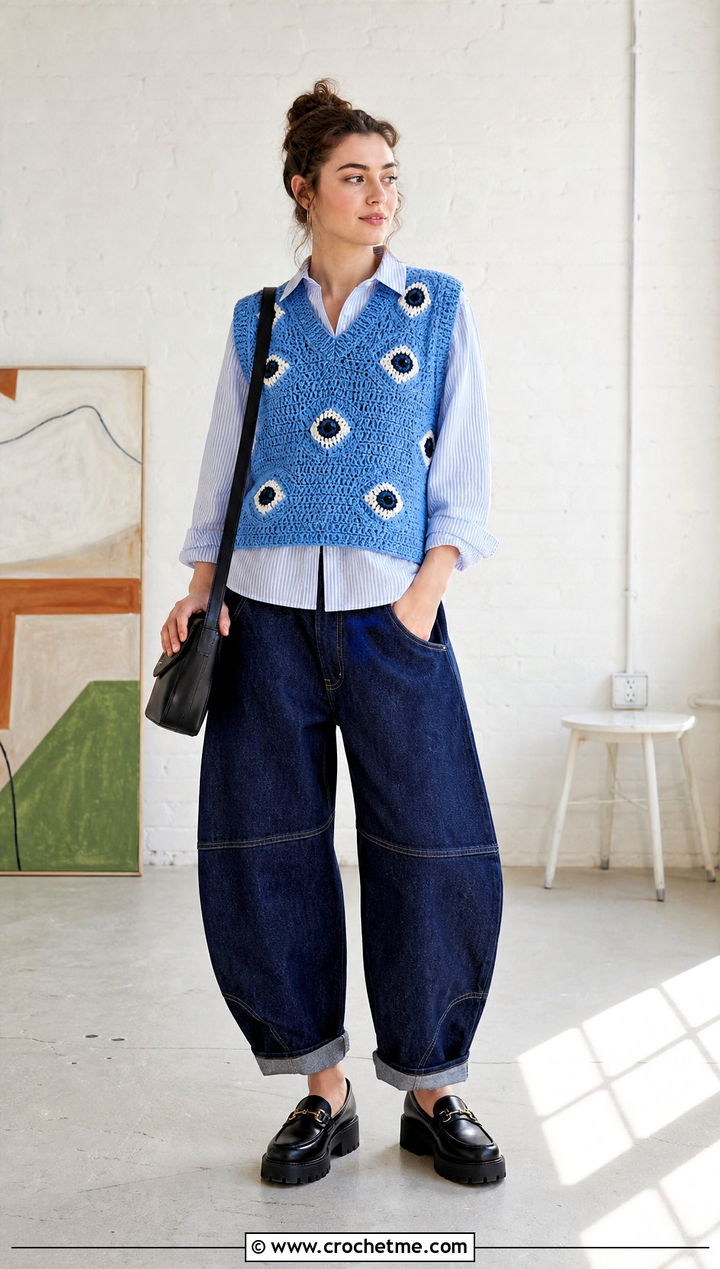 Eyeball Crochet Sweater Vest Outfit - 25 Crochet Halloween Clothes and outfit ideas