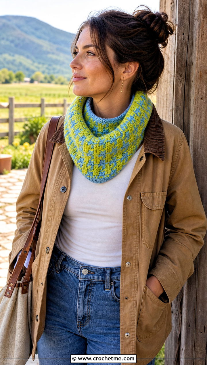 Fable Crochet Cowl With Barn Jacket And Barrel Jeans - 25 fable crochet cowl outfit ideas