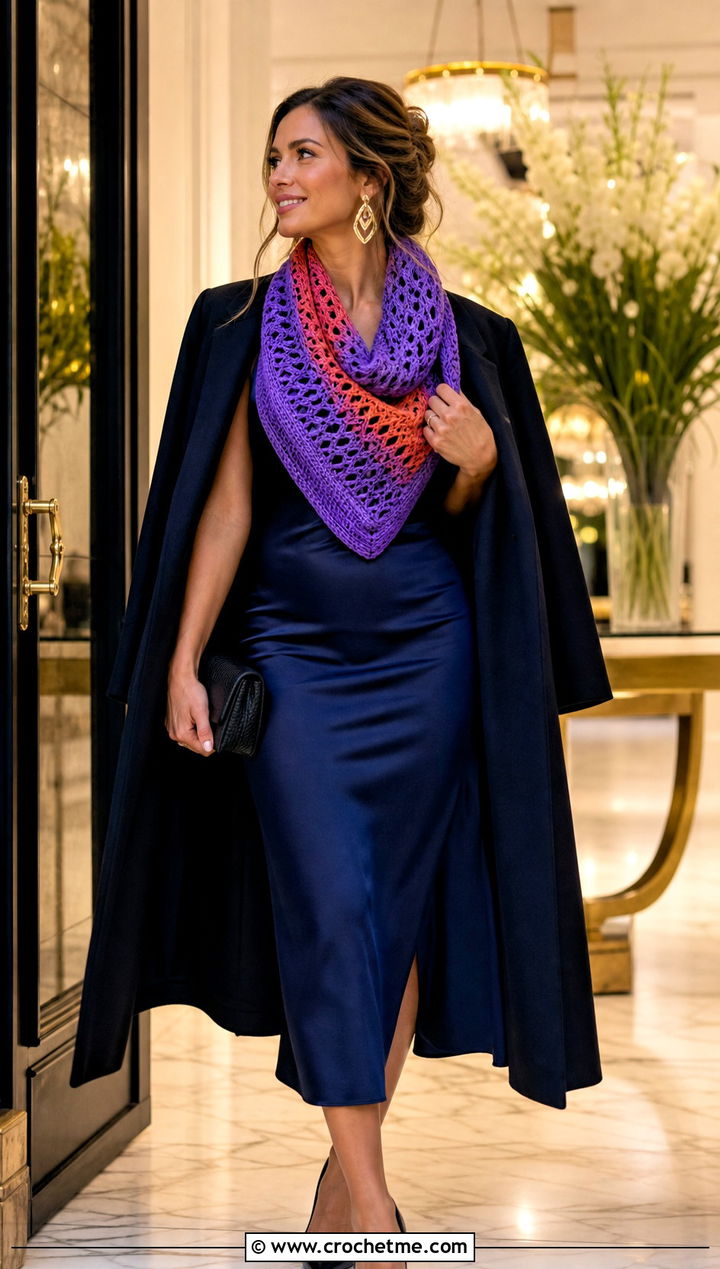 Fable Crochet Cowl With Satin Dress And Heels - 25 fable crochet cowl outfit ideas