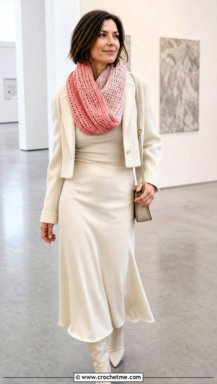 Fable Crochet Cowl With Satin Midi Skirt - 25 fable crochet cowl outfit ideas