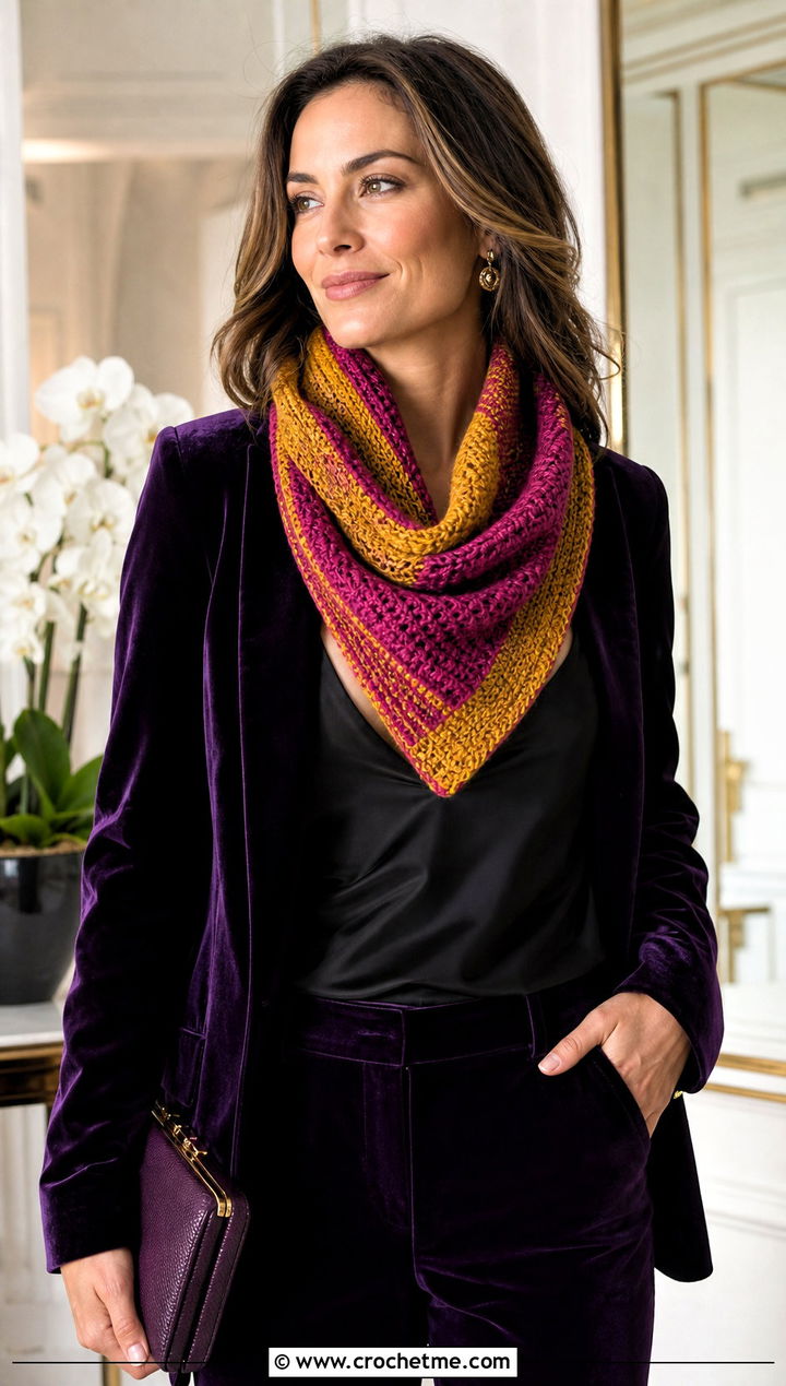 Fable Crochet Cowl With Velvet Suit - 25 fable crochet cowl outfit ideas