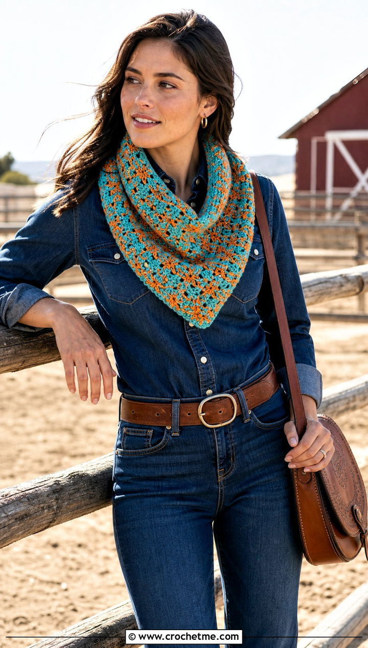 Fable Crochet Cowl With Western Denim Outfit - 25 fable crochet cowl outfit ideas