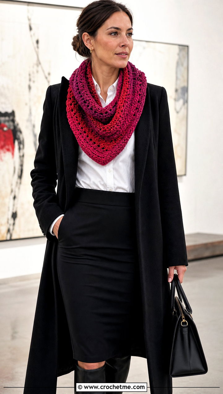 Fable Crochet Cowl With White Shirt And Column Skirt - 25 fable crochet cowl outfit ideas