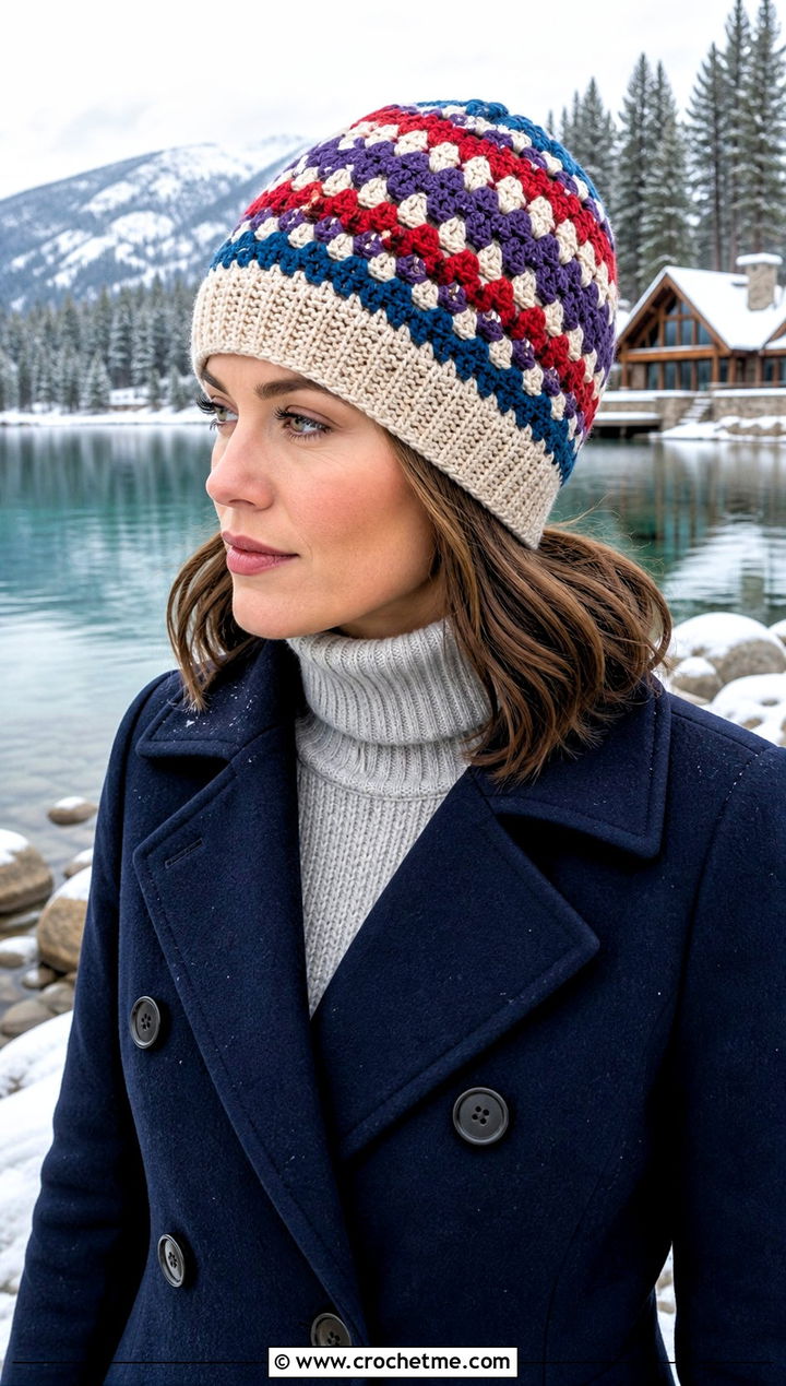 Fair Isle Crochet Beanie With Peacoat - 25 lakeside crochet beanie outfit ideas