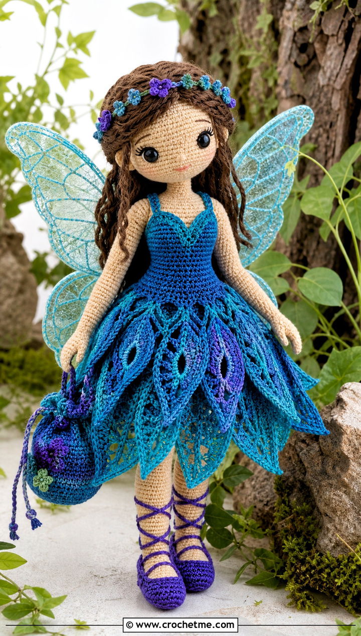 Fairy Crochet Doll Dress With Lace Up Flats - 25 amigurumi crochet doll dress outfit ideas