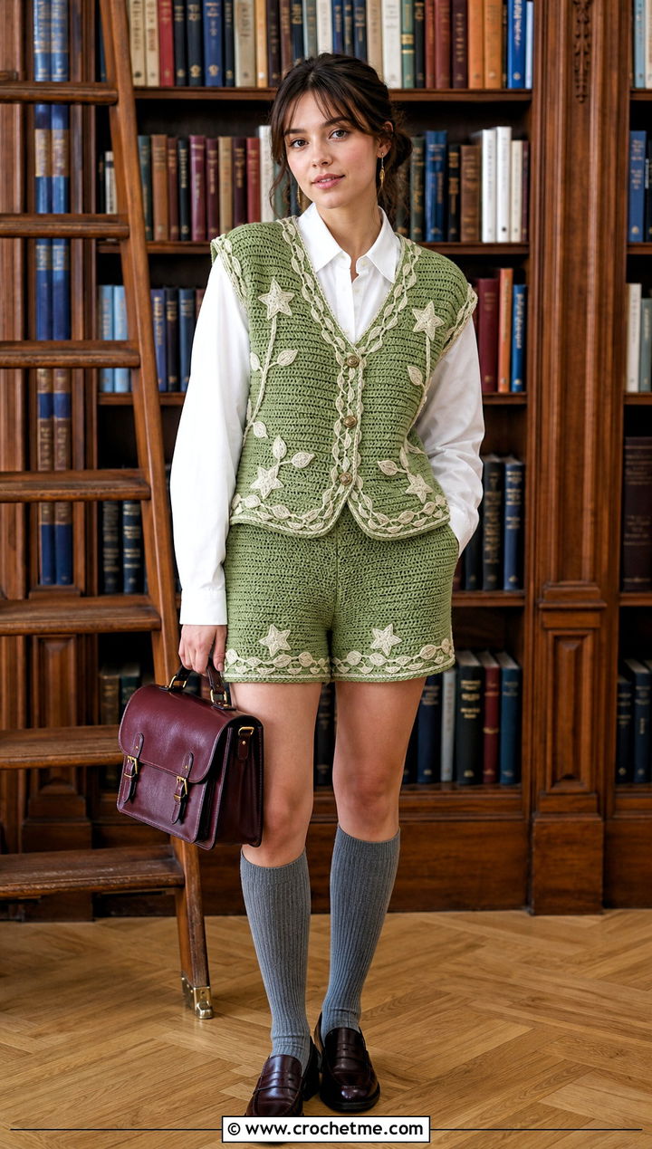 Fantasy Crochet Vest Suit With Button Down Shirt - 35 fantasy crochet clothes and outfit ideas