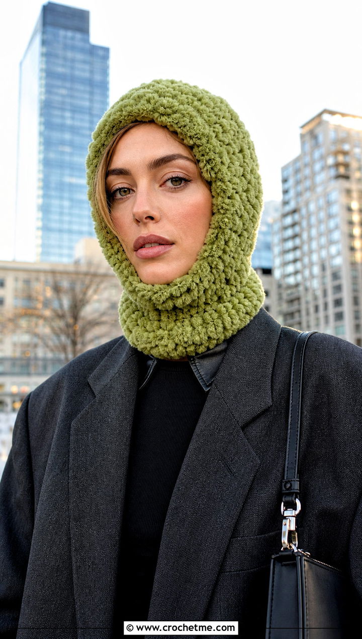 Faux Fur Crochet Balaclava Hat With Oversized Blazer - 25 faux fur crochet hat outfit ideas
