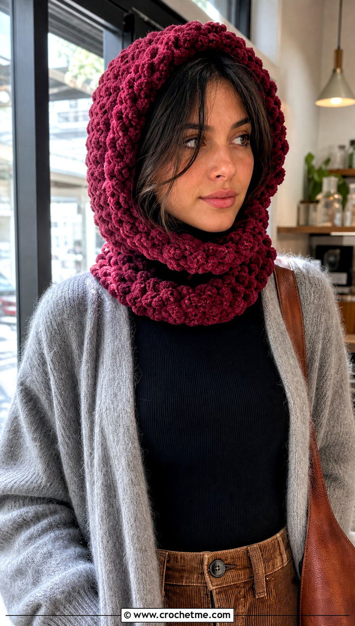 Faux Fur Crochet Hood Hat With Long Cardigan - 25 faux fur crochet hat outfit ideas