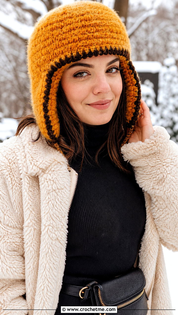Faux Fur Yarn Crochet Ushanka Hat With Teddy Coat - 30 crochet ushanka hat outfit ideas