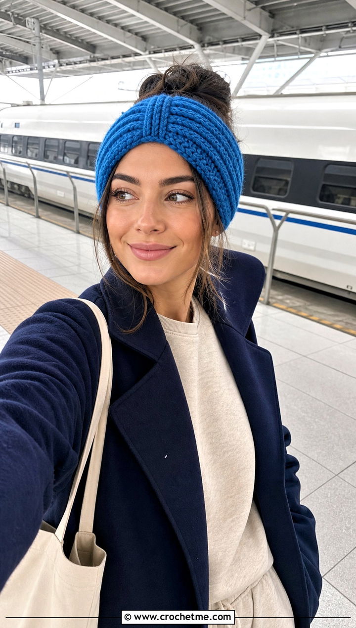 Faux Knit Bulky Crochet Ear Warmer With Matching Lounge Set - 25 Bulky Crochet Ear Warmer outfit ideas