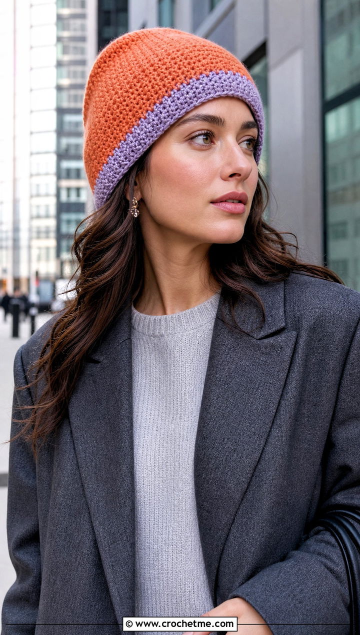 Faux Knit Reversible Crochet Beanie With Wool Suit - 15 Reversible Crochet Beanie outfit ideas