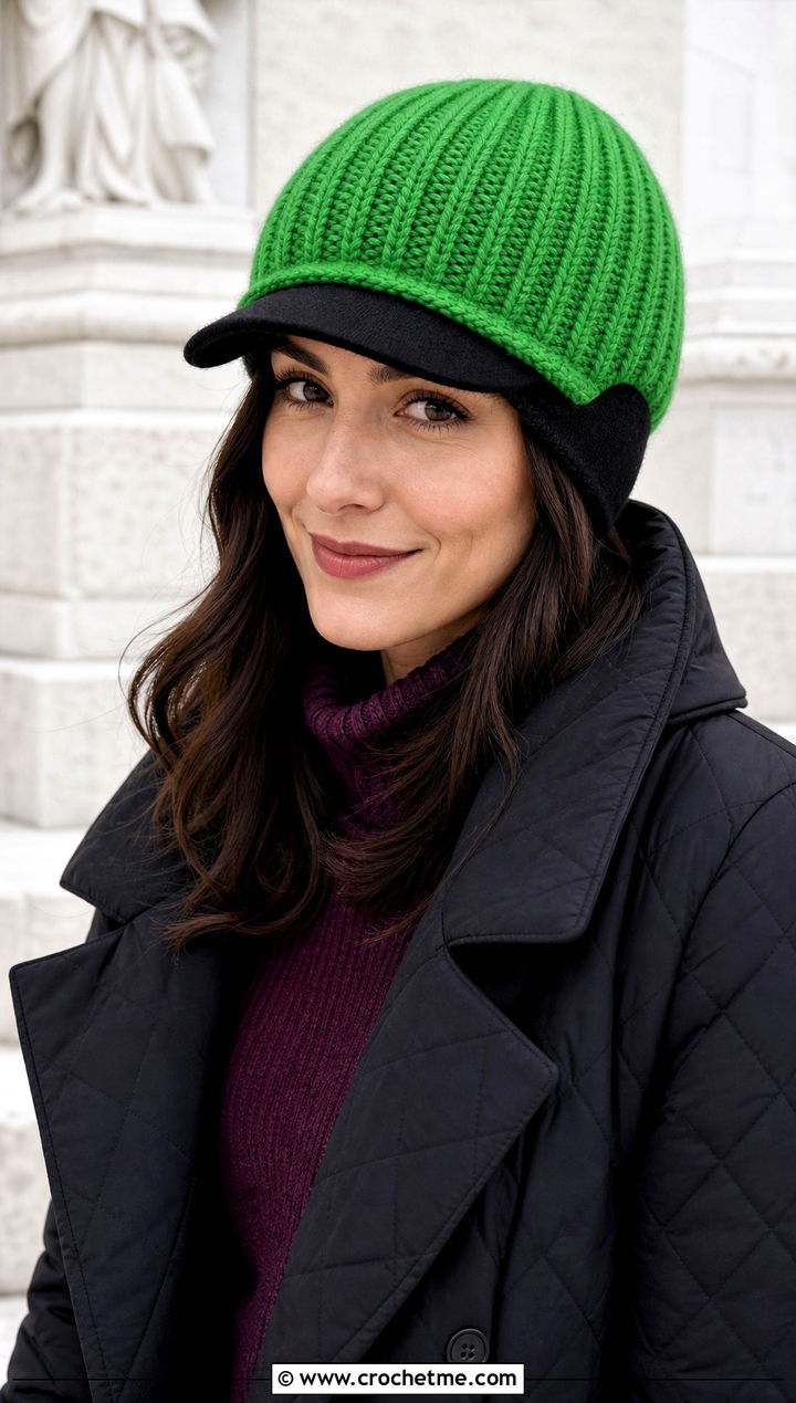 Faux Knit Ribbed Baseball Cap Ear Warmer With Sweater Dress - 20 crochet baseball cap ear warmer outfit ideas