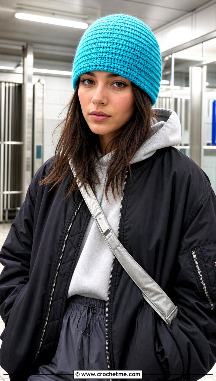 Faux Knit Slip Stitch Crochet Beanie With Hoodie - 20 Crochet Beanie That Looks Like Knit outfit ideas