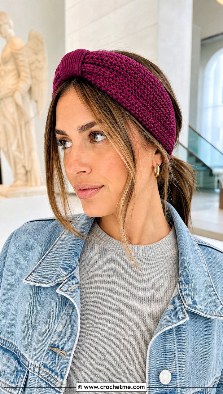 Faux Knot Crochet Headband With Slip Skirt - 30 crochet fall headband outfit ideas