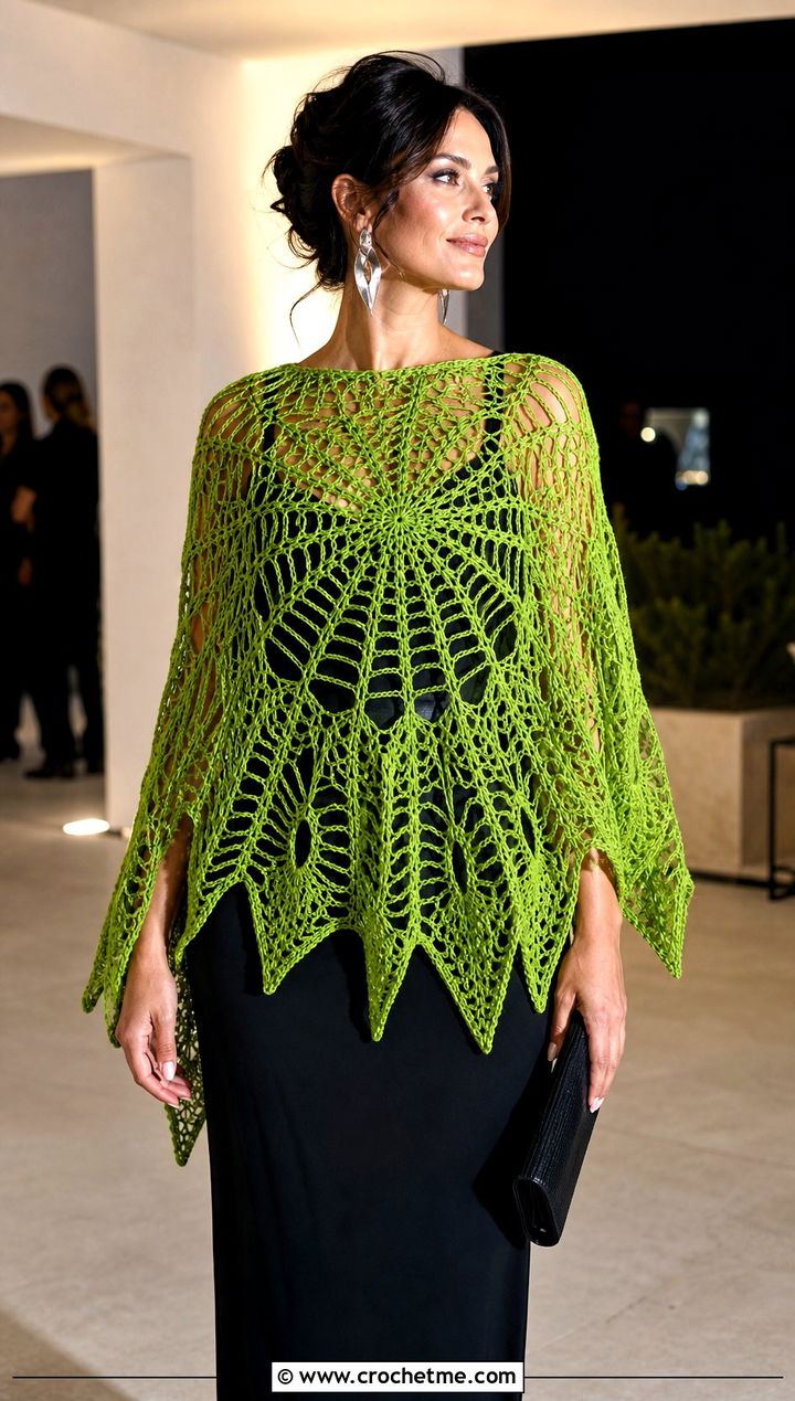 Filet Crochet Spiderweb Shawl With Column Dress - 30 Crochet Spiderweb Shawl outfit ideas