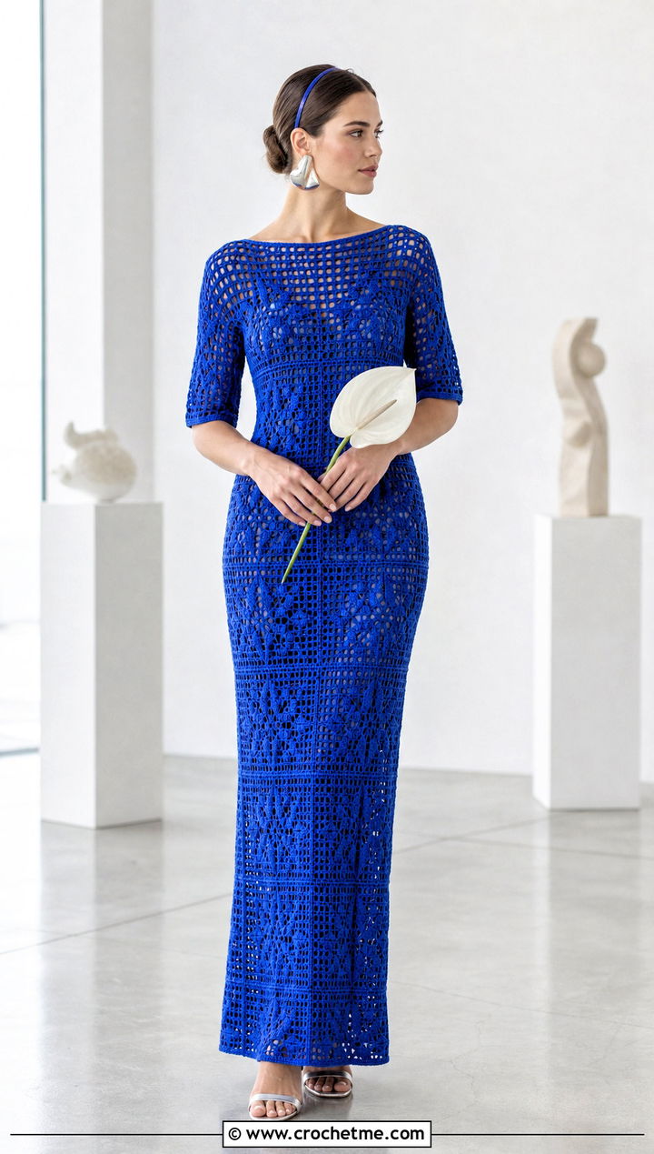 Filet Crochet Wedding Dress With Minimal Sandals - 15 crochet wedding dress inspiration outfit ideas