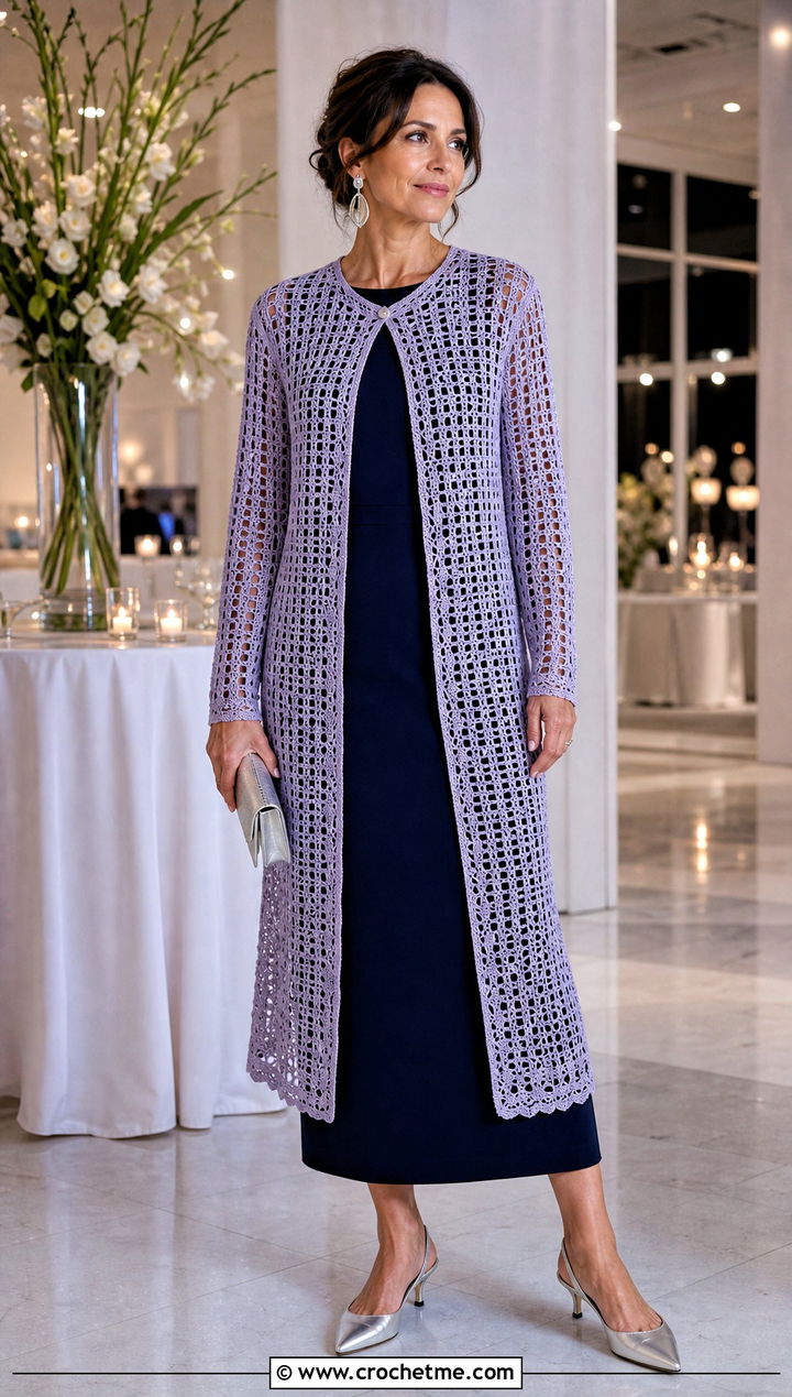 Filet Lace One Piece Crochet Cardigan With Column Dress - 35 one piece crochet cardigan outfit ideas