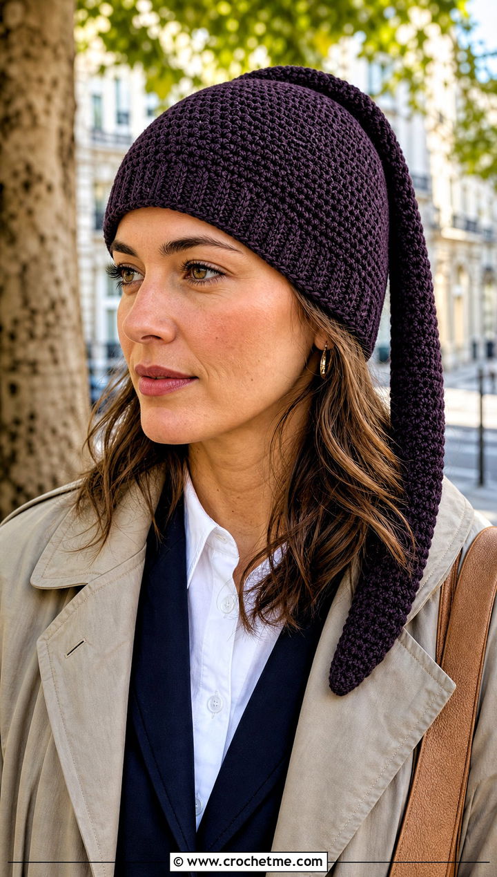 Fine Stitch Crochet Link Hat With Trench Coat - 30 crochet link hat outfit ideas