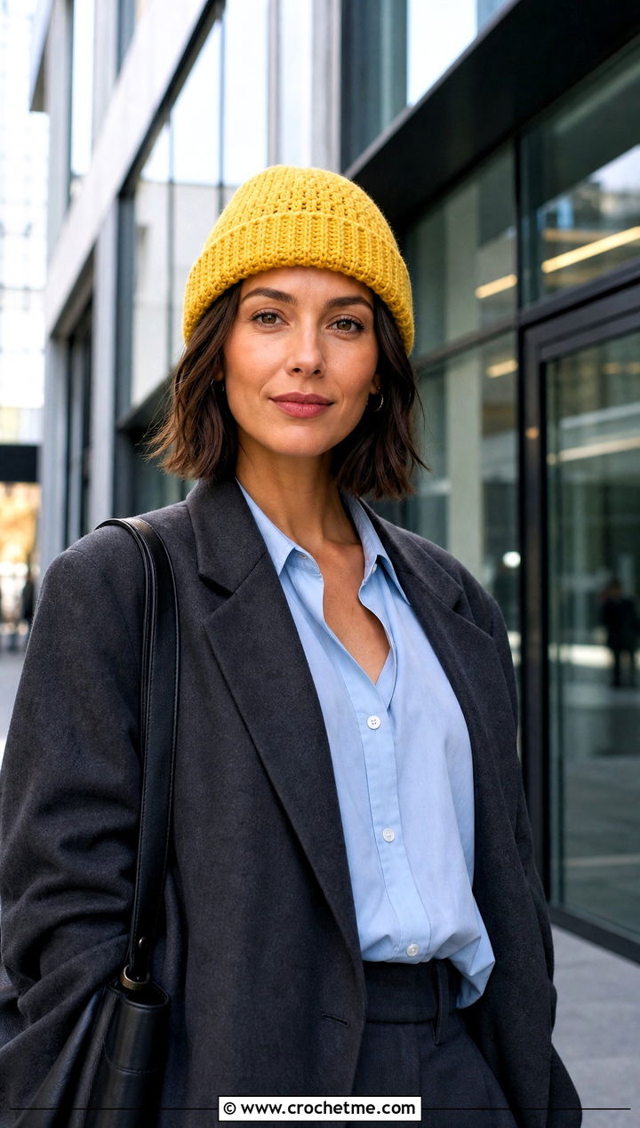 Fisherman Crochet Beanie With Blazer And Trousers - 15 Crochet Beanie Bucket Hat outfit ideas