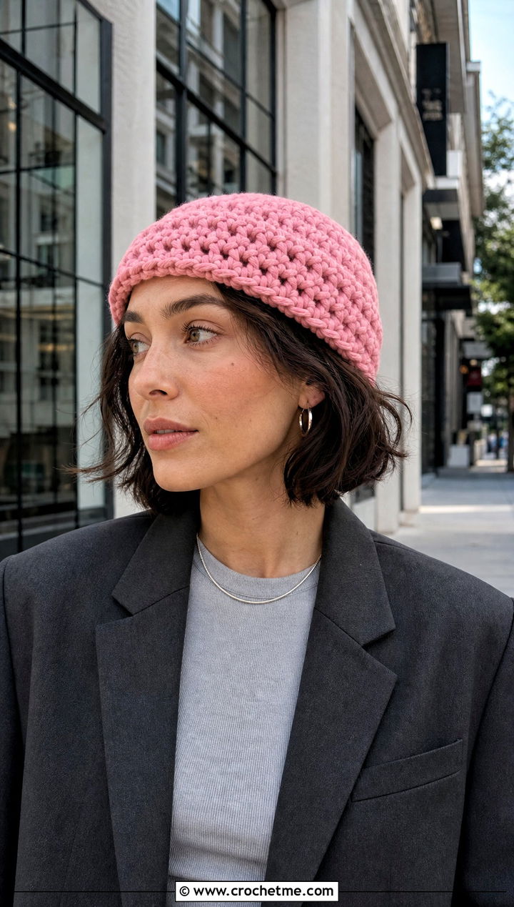 Fisherman Crochet Beanie With Tailored Blazer - 30 crochet beanies for women outfit ideas