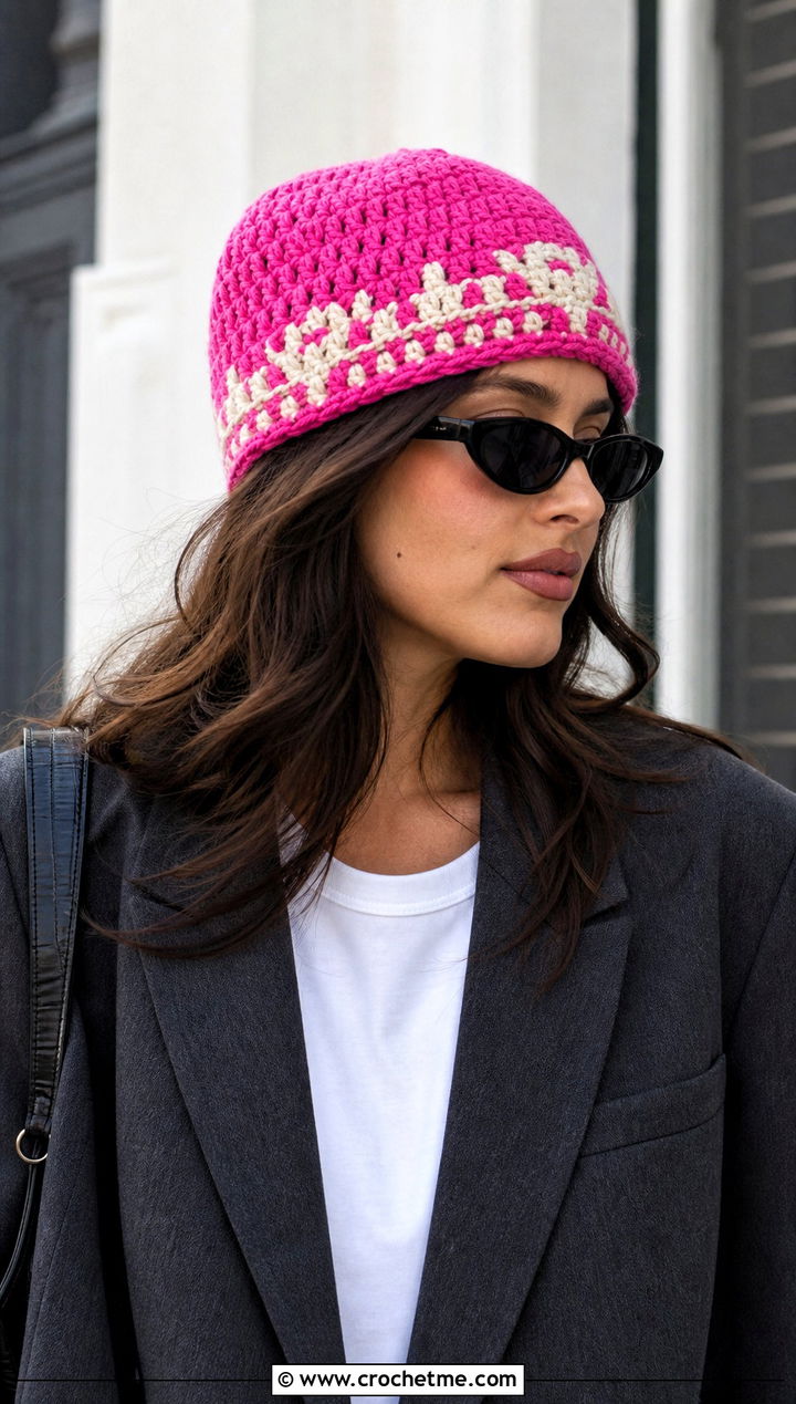 Fisherman Fair Isle Crochet Beanie With Oversized Blazer - 15 Fair Isle Crochet Beanie outfit ideas