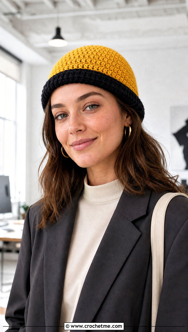Fisherman Hufflepuff Crochet Beanie With Oversized Blazer - 15 Hufflepuff Crochet Hat outfit ideas