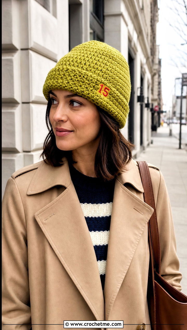 Fisherman Mahomes Beanie With Trench Coat - 15 Crochet Mahomes Hat outfit ideas