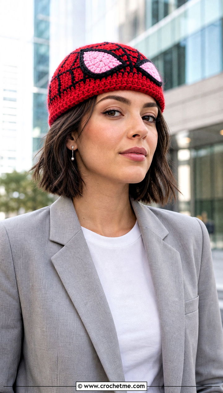 Fisherman Spider Gwen Crochet Beanie With Trouser Suit - 20 Spider Gwen Crochet Beanie outfit ideas