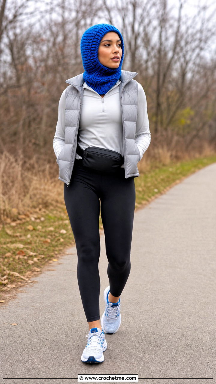 Fitted Balaclava Crochet Hooded Cowl With Leggings - 35 crochet hooded cowl outfit ideas