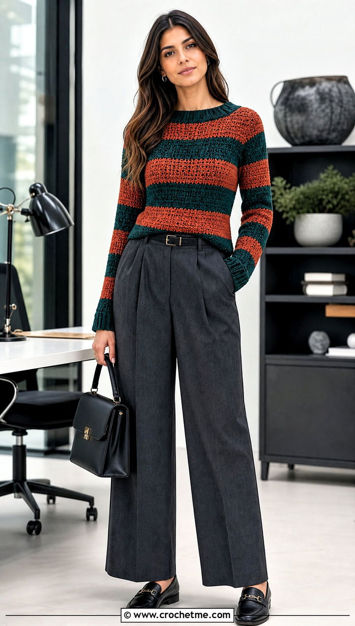 Fitted Crewneck Freddy Krueger Sweater With Tailored Trousers - 30 crochet freddy krueger sweater outfit ideas