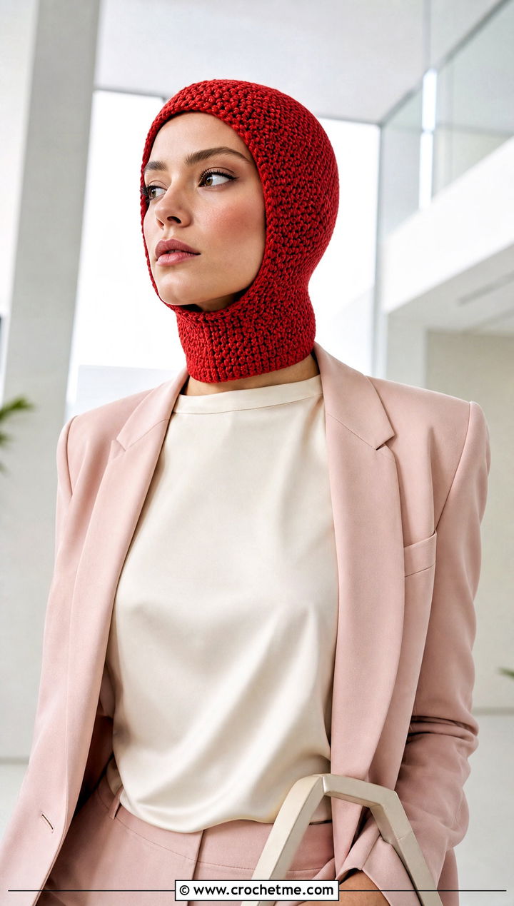 Fitted Crochet Helmet Hood With Matching Suit - 25 crochet hood hat outfit ideas
