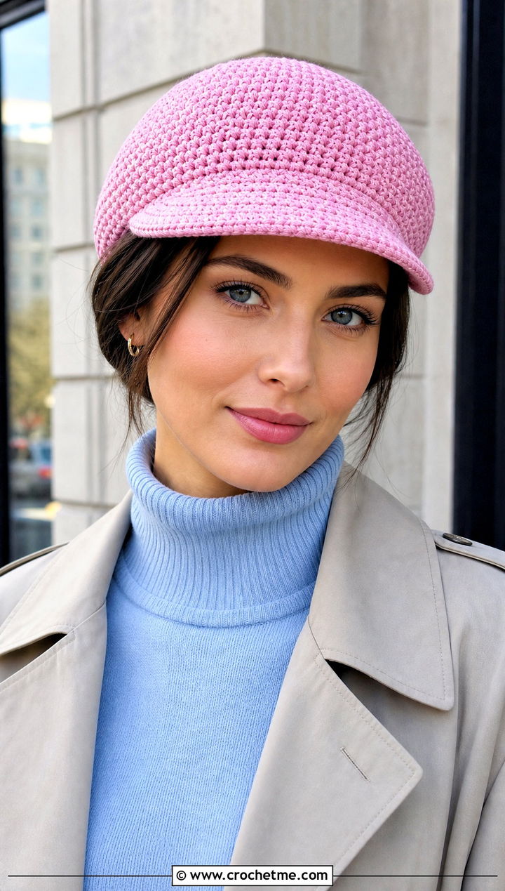 Fitted Crochet Newsboy Hat With Trench Coat - 25 newsboy crochet hat outfit ideas