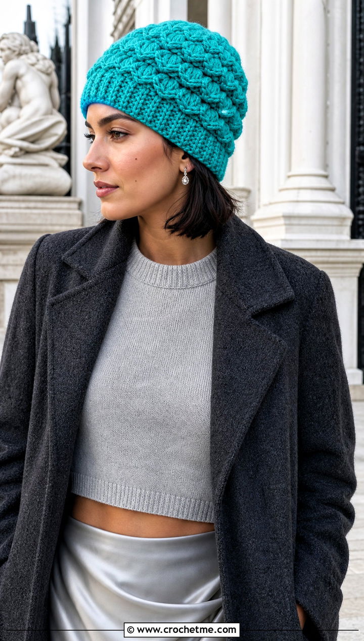 Fitted Mountain Ridge Crochet Beanie With Satin Skirt - 15 Mountain Ridge Crochet Beanie outfit ideas
