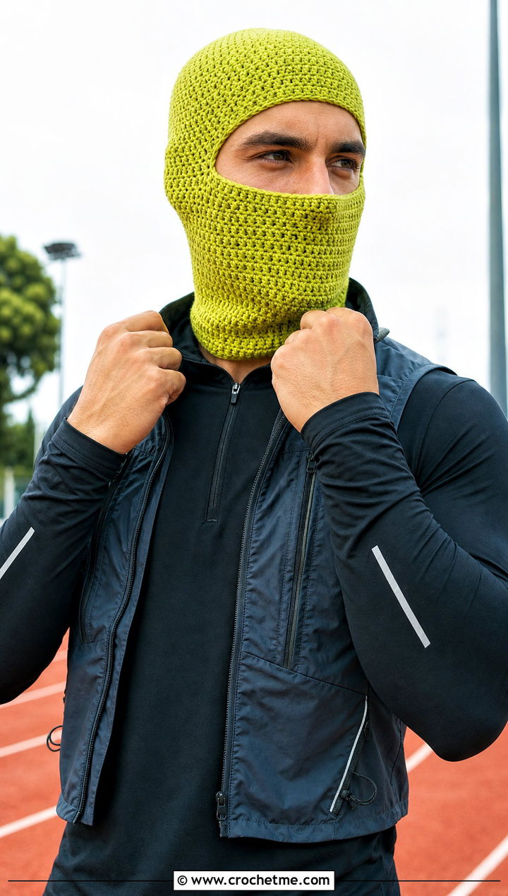 Fitted Single Crochet Balaclava With Running Outfit - 30 crochet balaclava for men outfit ideas