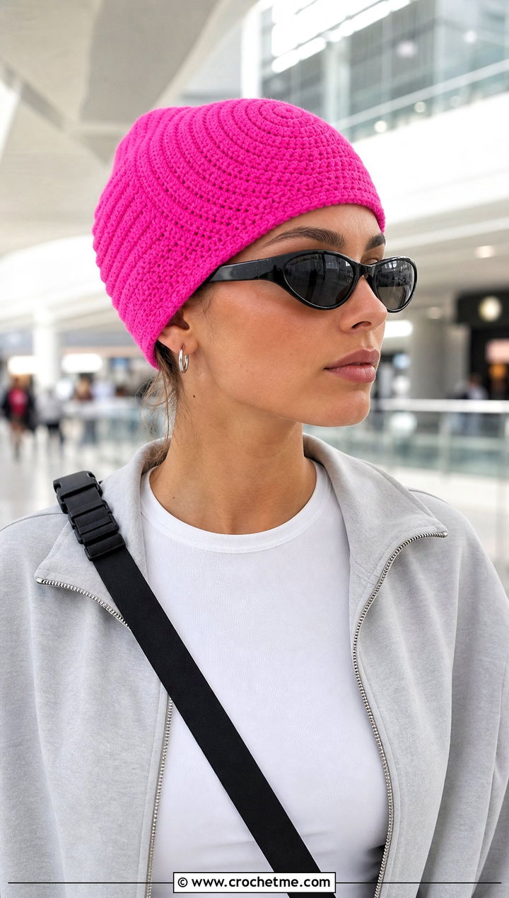 Fitted Swirl Beanie With Matching Tracksuit - 15 crochet swirl beanie outfit ideas