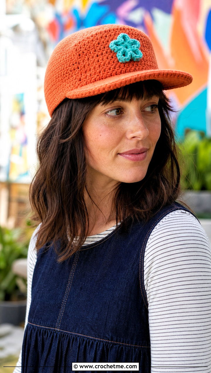 Five Panel Amigurumi Baseball Cap With Denim Midi Dress - 25 amigurumi baseball cap outfit ideas