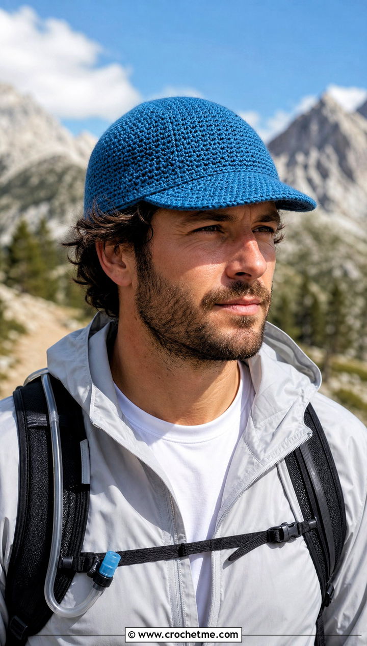 Five Panel Crochet Cap With Windbreaker And Trail Pants - 30 men's crochet hats outfit ideas