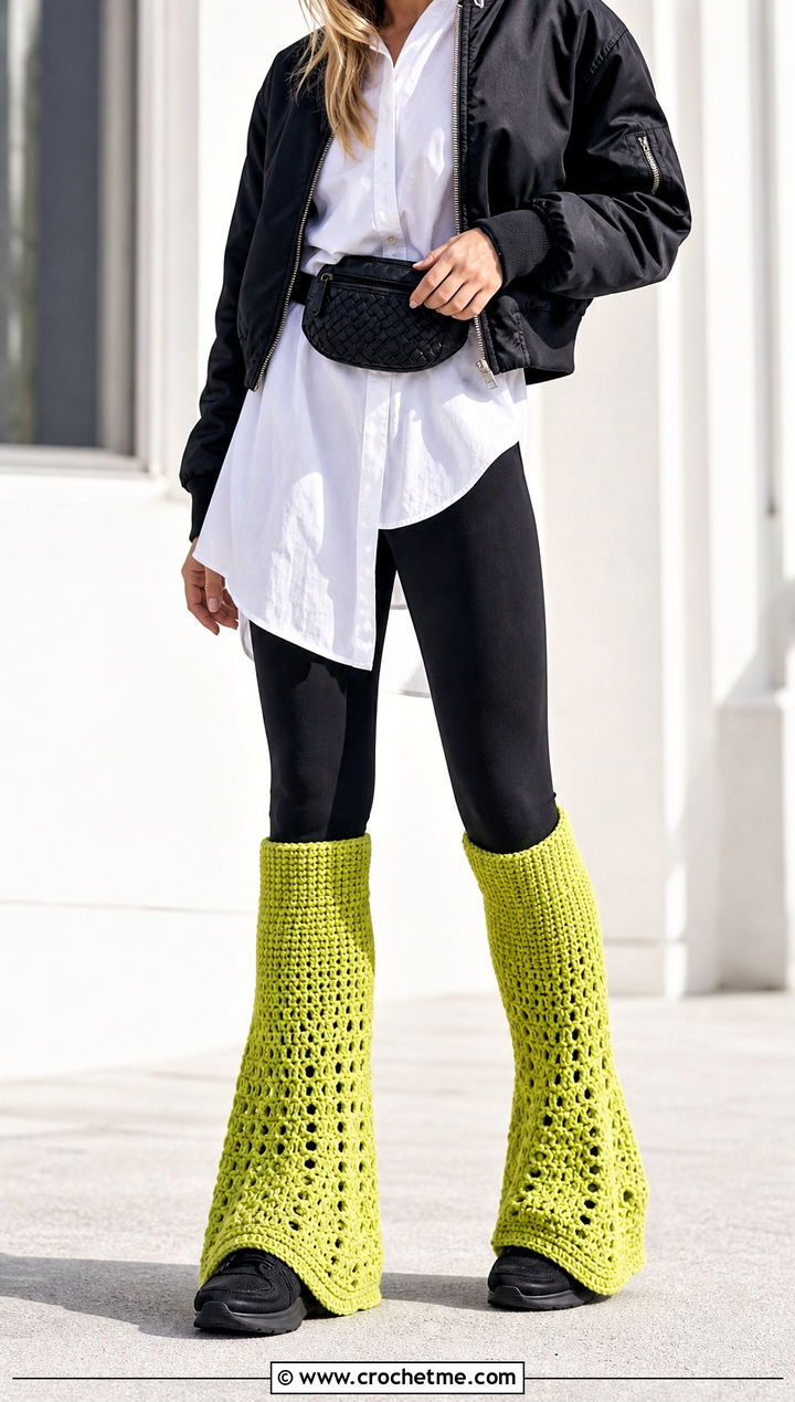 Flared Crochet Leg Warmers With Leggings - 30 crochet leg warmers ideas
