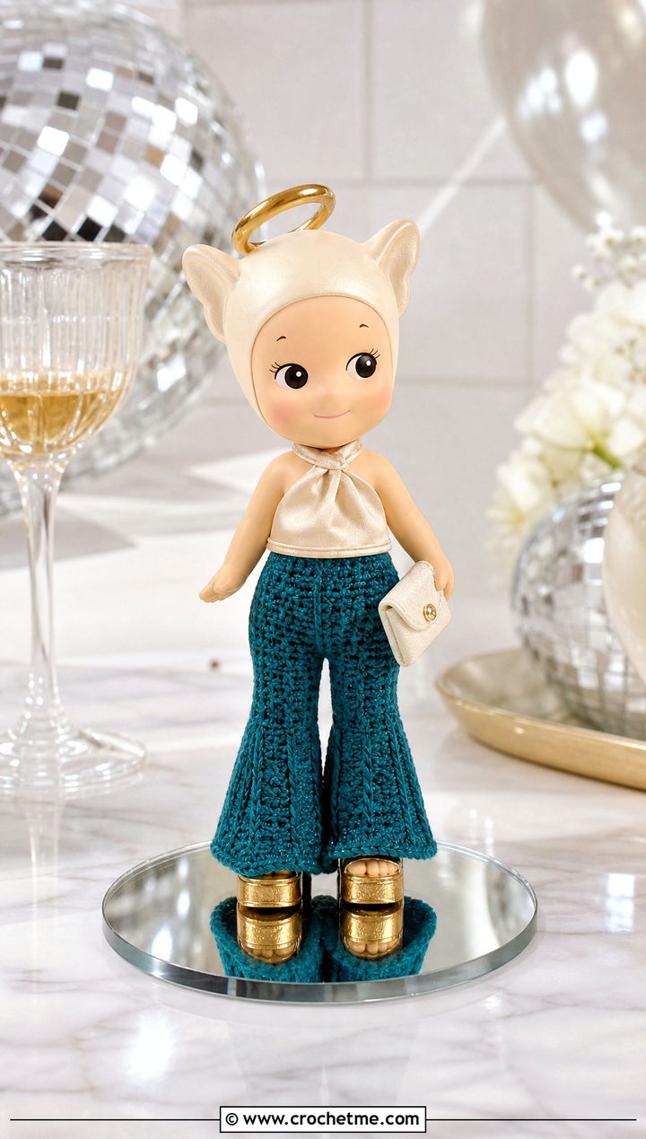 Flared Crochet Sonny Angel Pants With Satin Halter Top - 20 Crochet Sonny Angel Pants outfit ideas