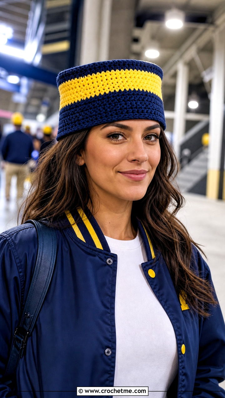 Flat Top Clancy Crochet Beanie With Varsity Jacket And Track Pants - 30 clancy beanie crochet outfit ideas