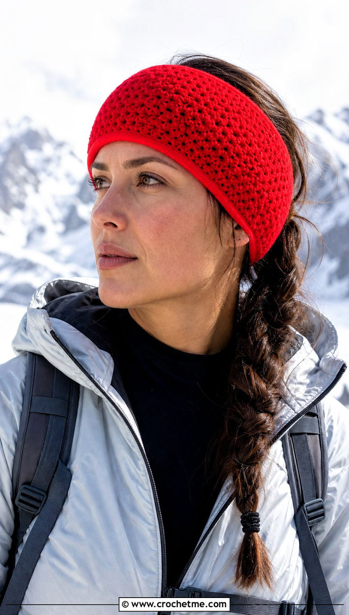 Fleece Lined Crochet Ear Warmer With Ski Jacket - 25 Beginner Crochet Ear Warmer outfit ideas