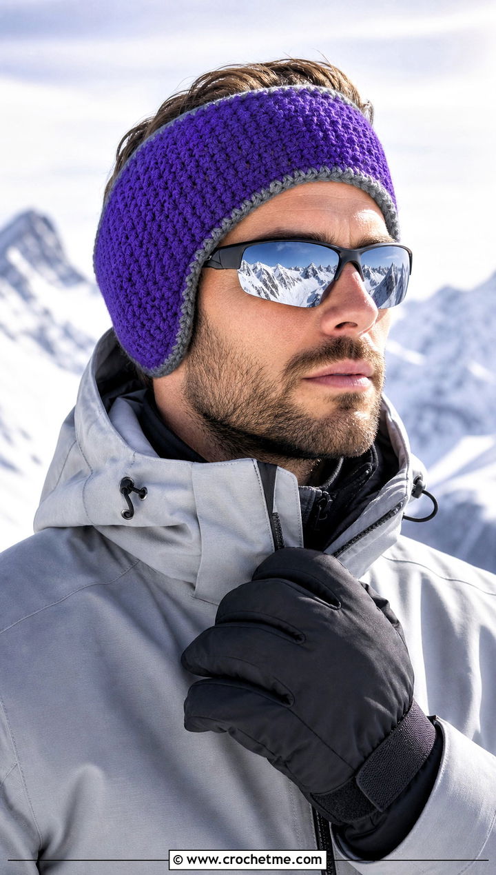 Fleece Lined Crochet Mens Ear Warmer With Ski Jacket - 25 Crochet Mens Ear Warmer outfit ideas